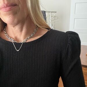 Philosophy Black Ribbed Long Sleeve Sweater Shirt